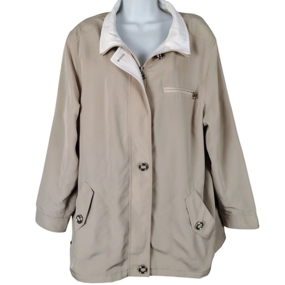 Braetan Tan Beige Lightweight Zip Front Plaid‎ Lined Jacket Womens 2X Plus Size